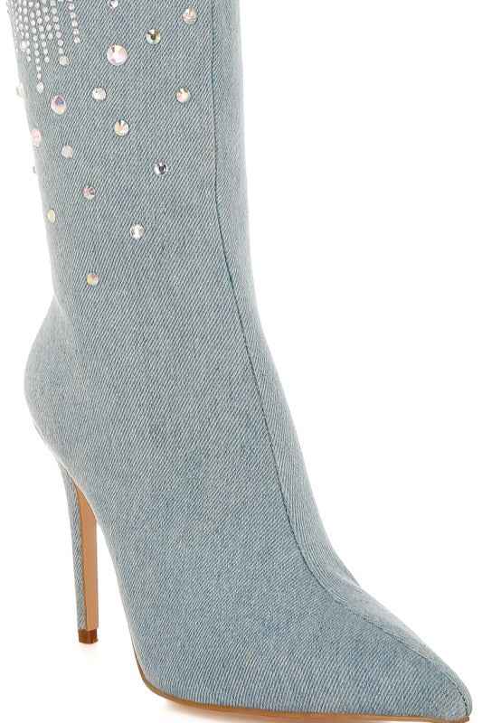 Coastra Rhinestone Embellished Stiletto Boots 55efe1ec-27ac-4d6e-a82b-47dabdf25132
