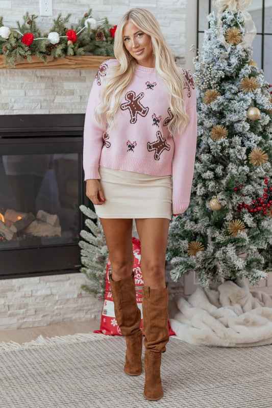 Christmas Ginger Bread Man Round Neck Sweater