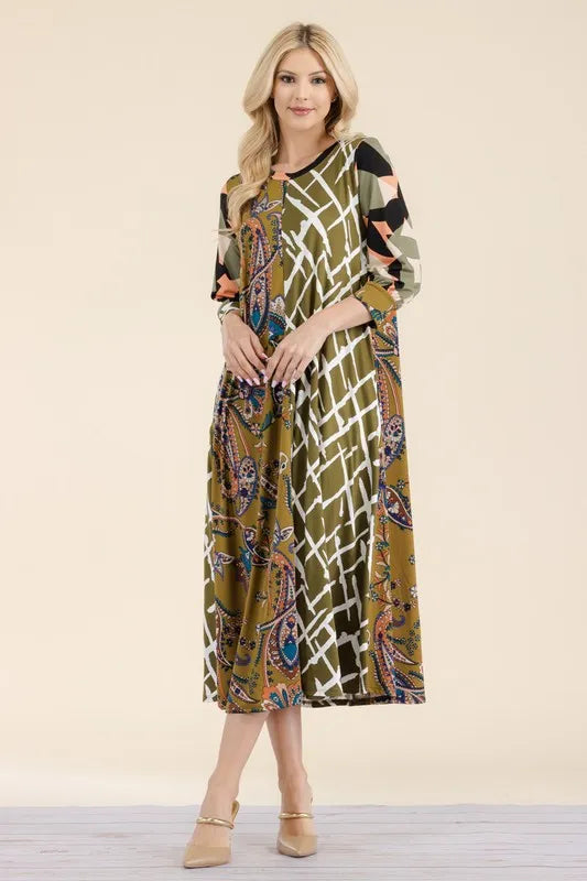 Celeste Full Size Paisley Contrast Tent Midi Dress Plus Size 561e4fbe-e2ab-4811-942b-ac91c43a50a5-Max