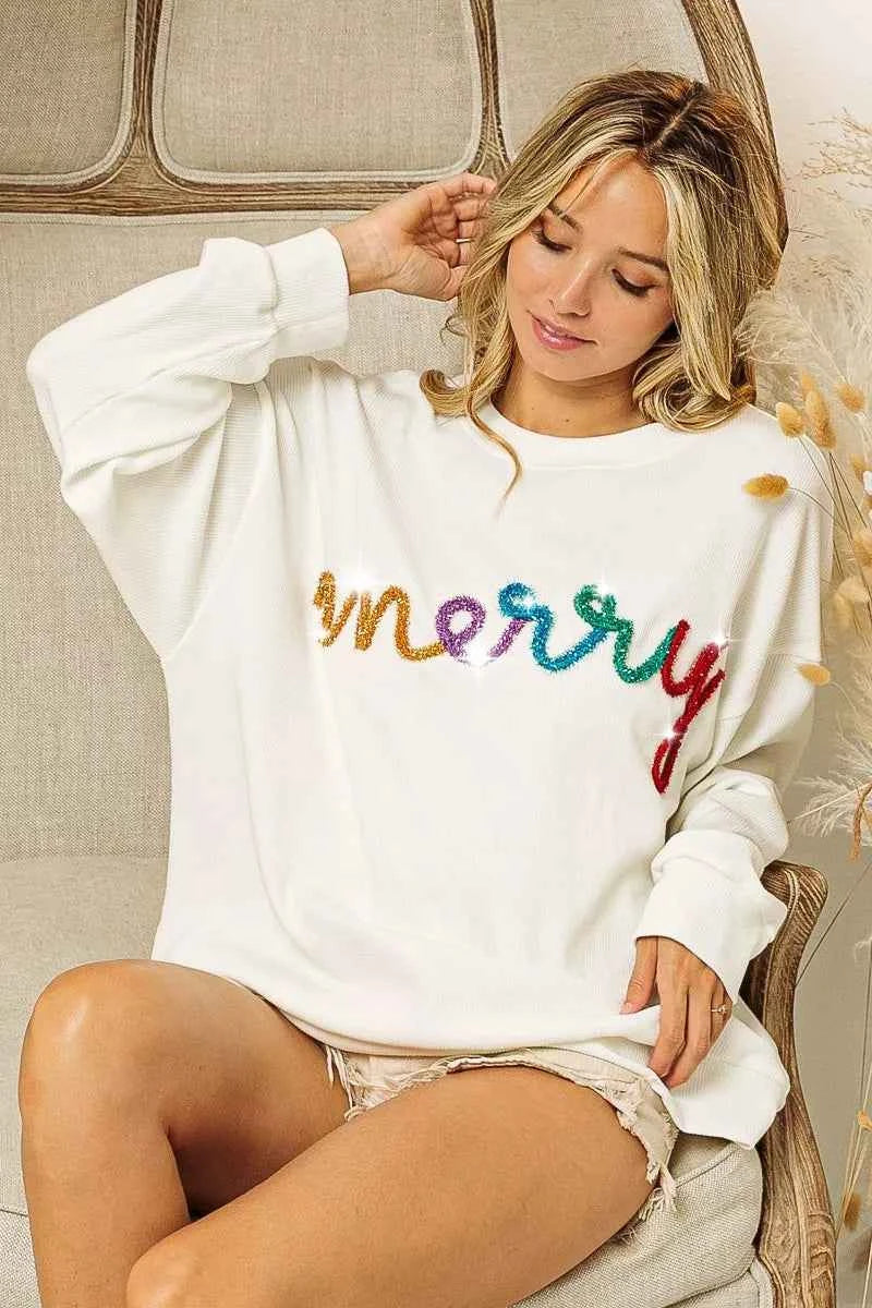 BiBi Merry Tinsel Lettering Drop Shoulder Sweatshirt 565ad74b1a444231afc3945b51a7eab9-Max-Origin