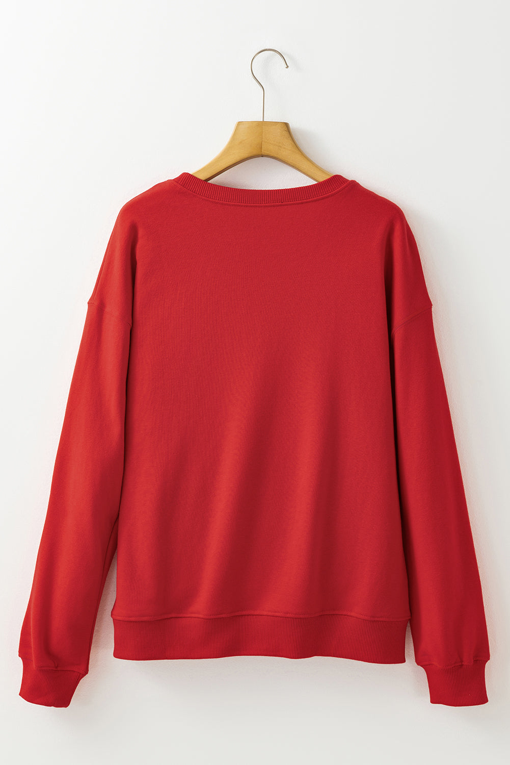 Red HOLLY JOLLY Heat Transfer Printing Graphic Christmas Pullover Sweatshirt 56a184ac089c0add