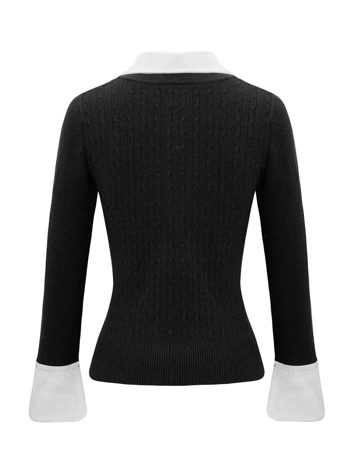 Collared Neck Cable Knit Sweater with Layering Style 56cb82013902418b9c5e23710d405de8-Max-Origin