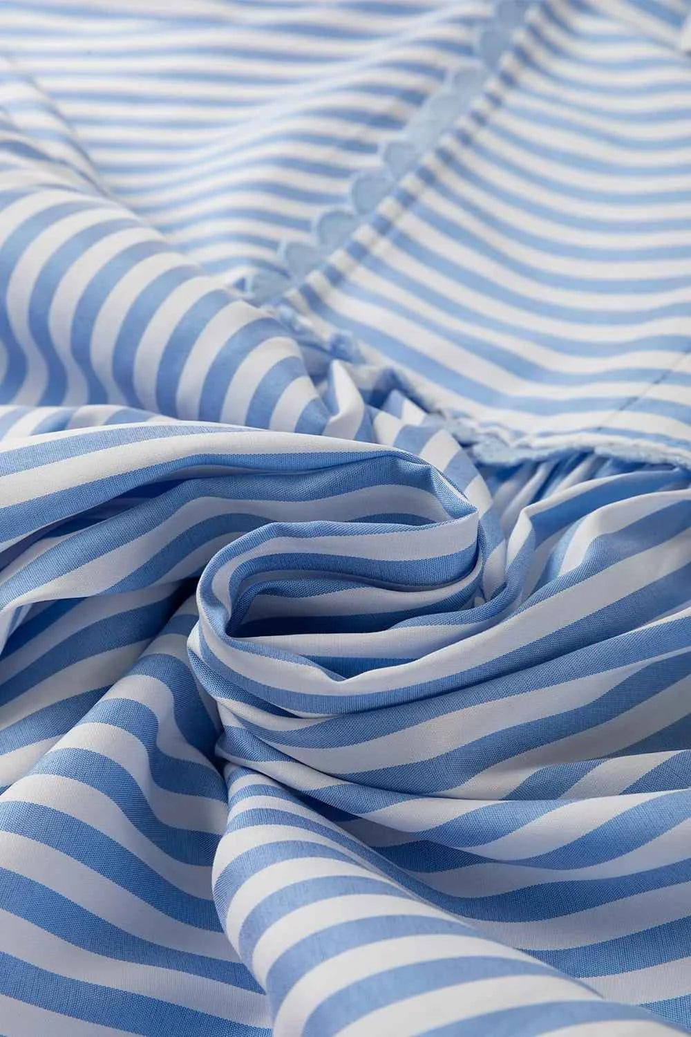 Striped Notched 3/4 Sleeve Blouse 575f108f-4e06-4211-9333-2a3f12e583c5-Max-Origin