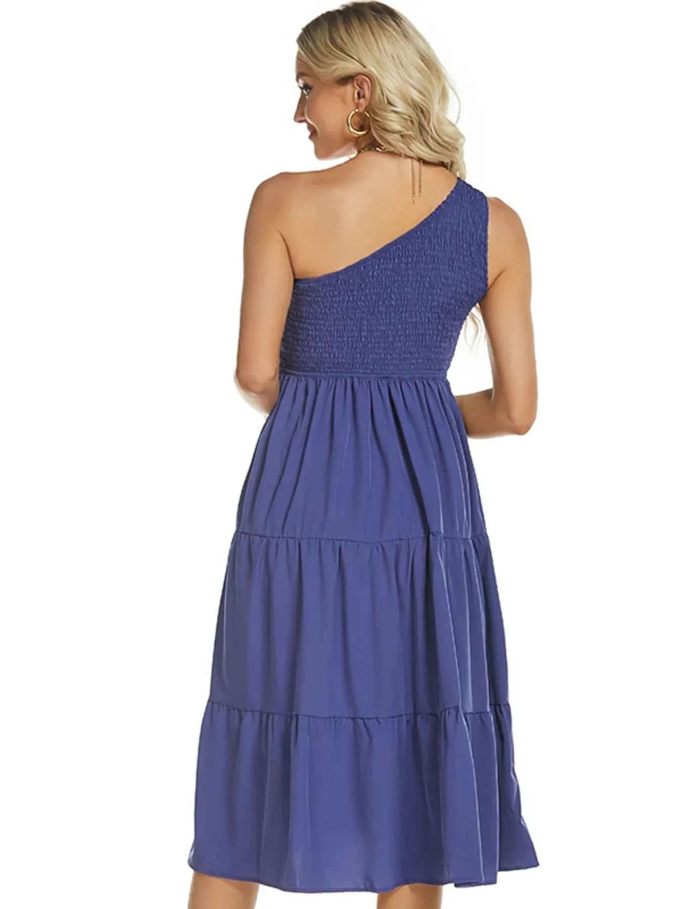 One-Shoulder Tiered Midi Dress with Smocked Bodice 579d7d28-355c-4108-95a8-1270f20da0b9-Max-Origin