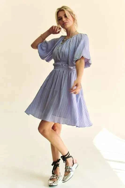 Davi & Dani Back Button Puff Sleeve Mini Dress Lavender 5834de6ff95942bd9ff5c68a572d964f-Max-Origin