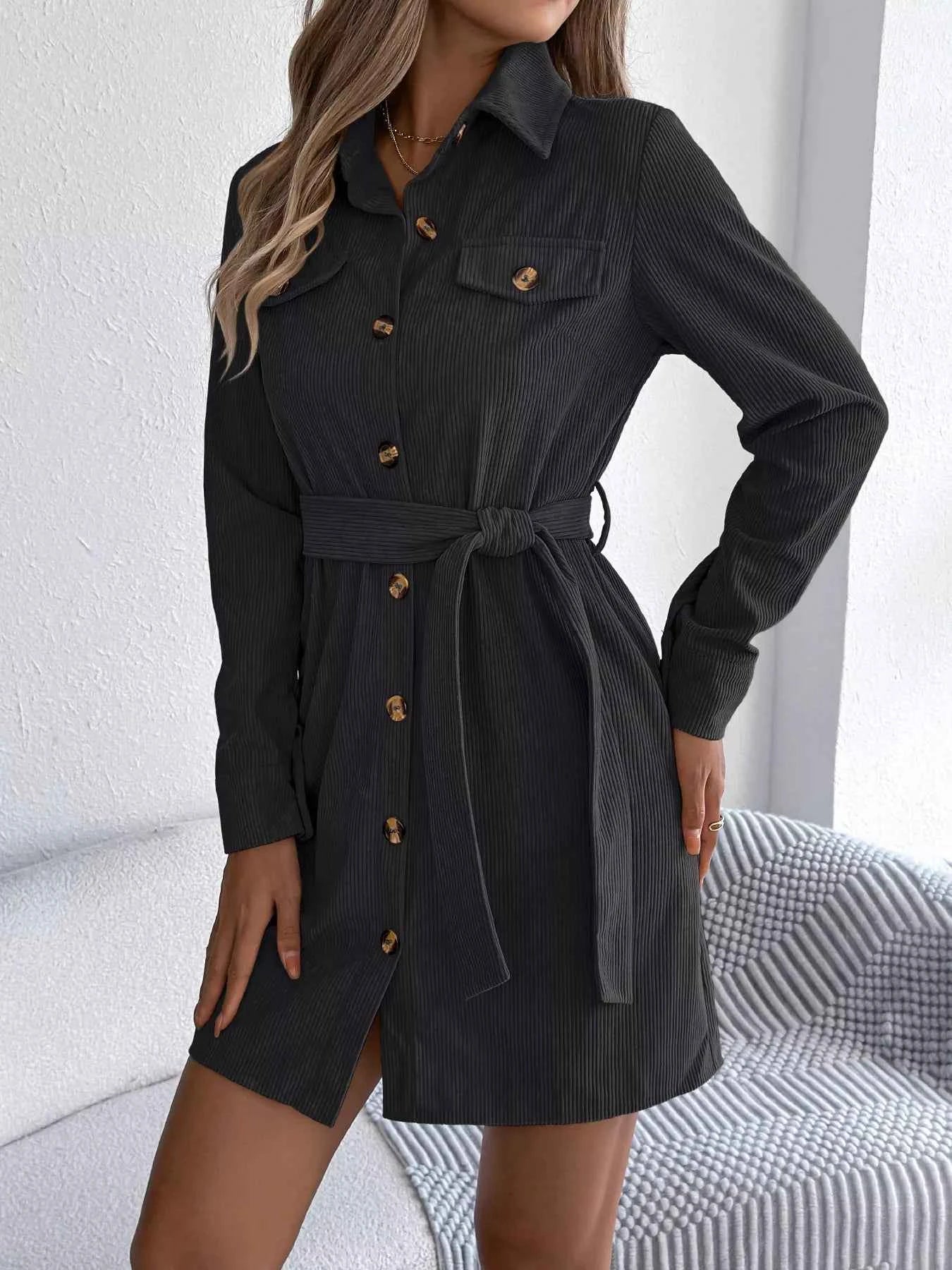 Button-Front Corduroy Shirt Dress 58668683501a4db9b2afcfe01ed86f25-Max-Origin