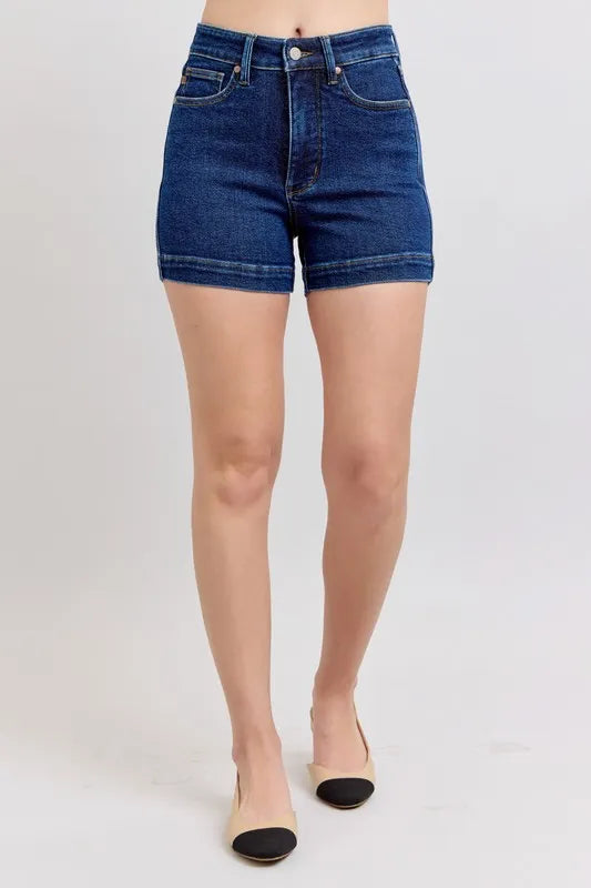 Judy Blue Full Size High Waist Tummy Control Denim Shorts Plus Size 58fa8c460eef491f89385560793afe81-Max-Origin