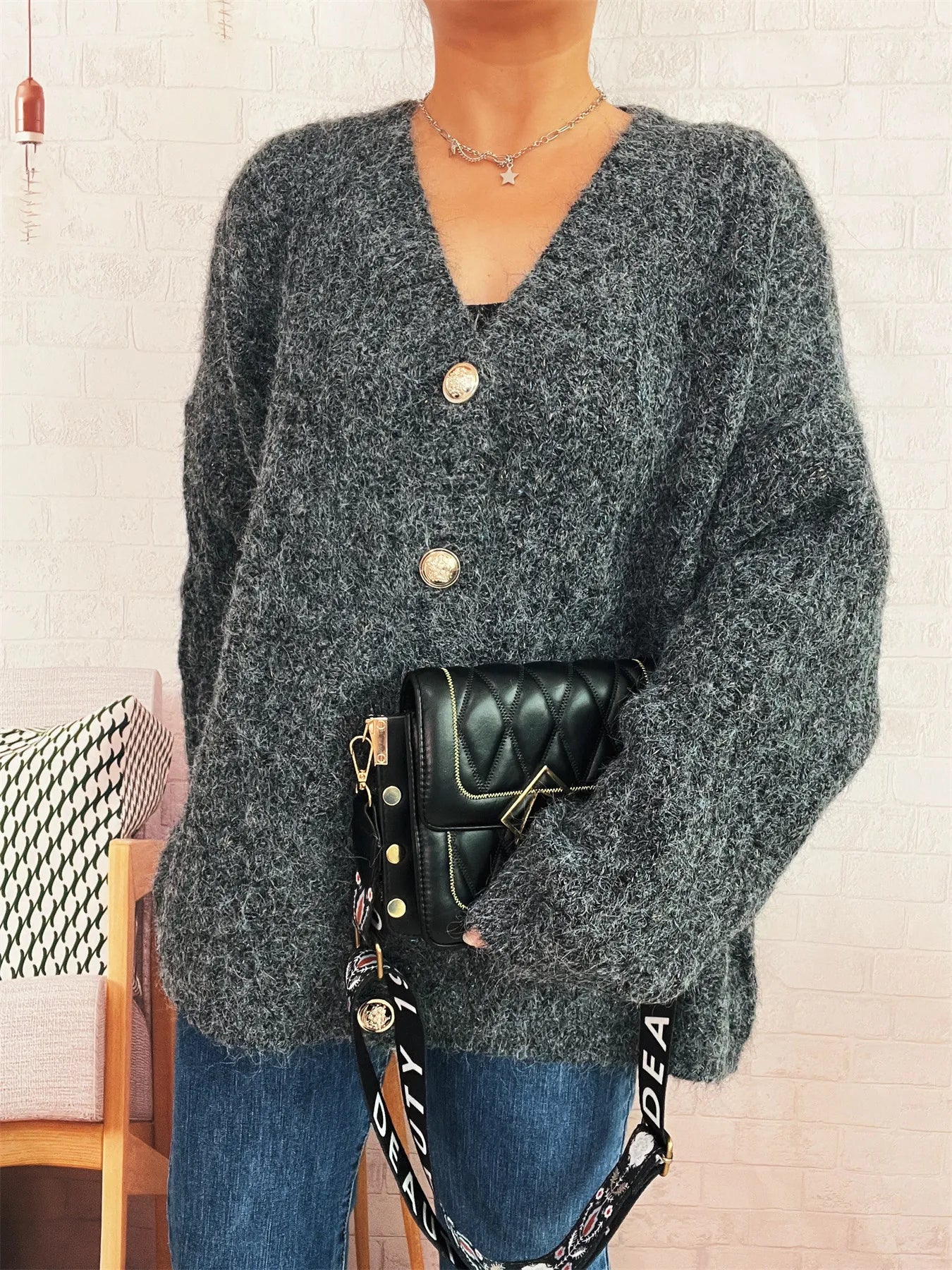 Cable Knit Button-Up Cardigan 592970321445456c8f6337caff53e23b-Max-Origin