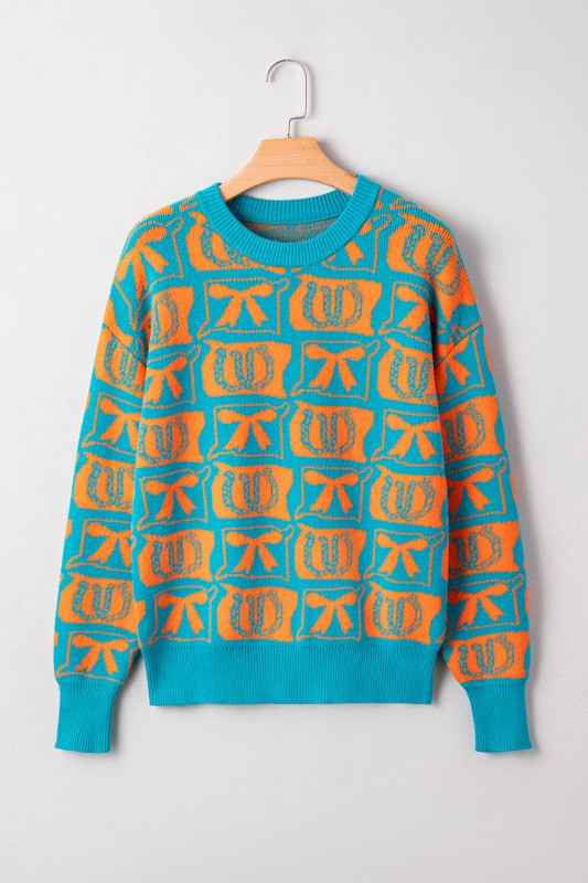 Western Bows & Horseshoes Long Sleeve Sweater 594a18a7-3811-43de-baf5-00e38dd67cf3