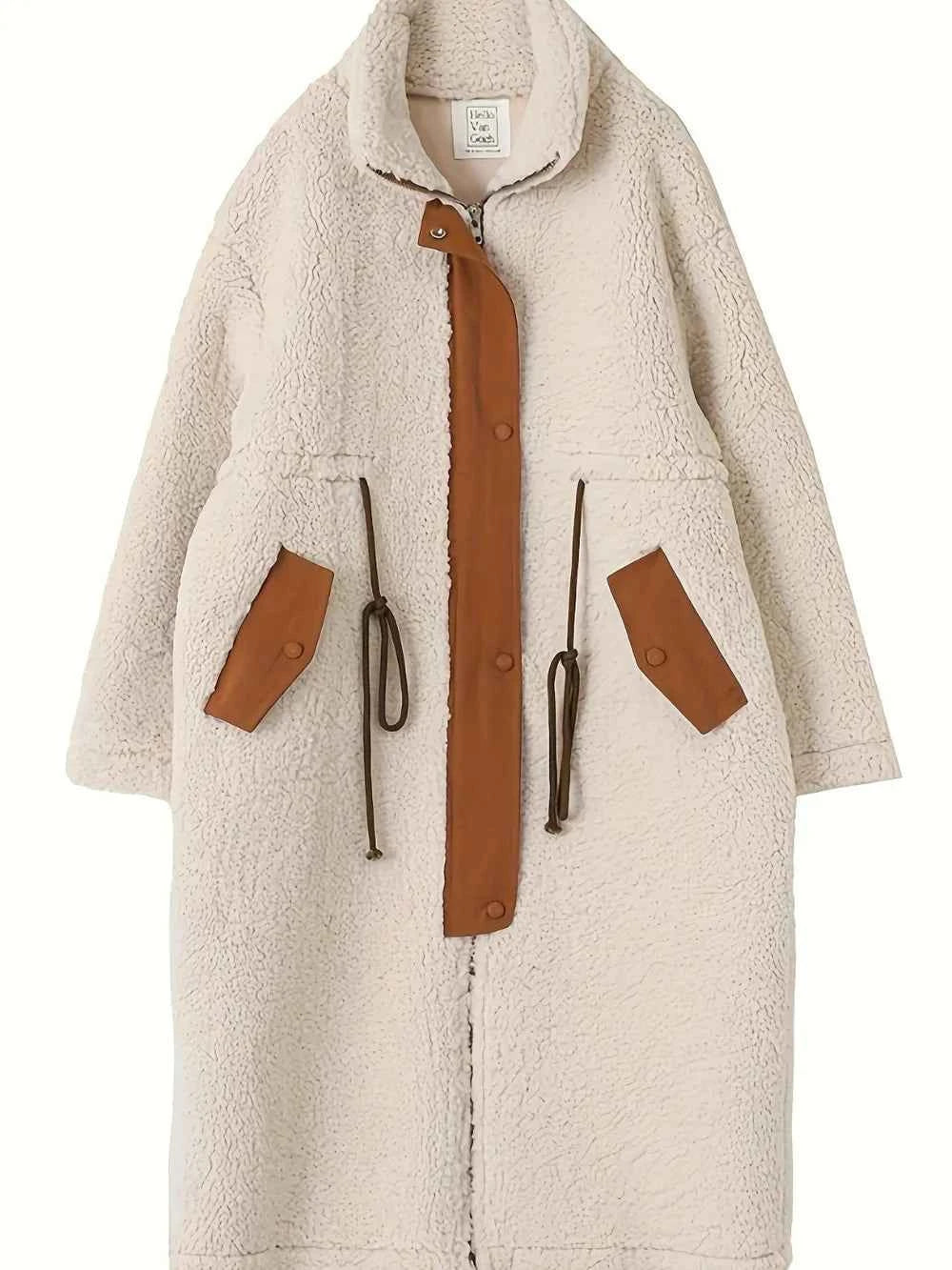 Plus Size Drawstring Zip Up Turtleneck Sherpa Coat 5a335eb9-df6a-4962-bddf-3273c0ec8bb0-Max