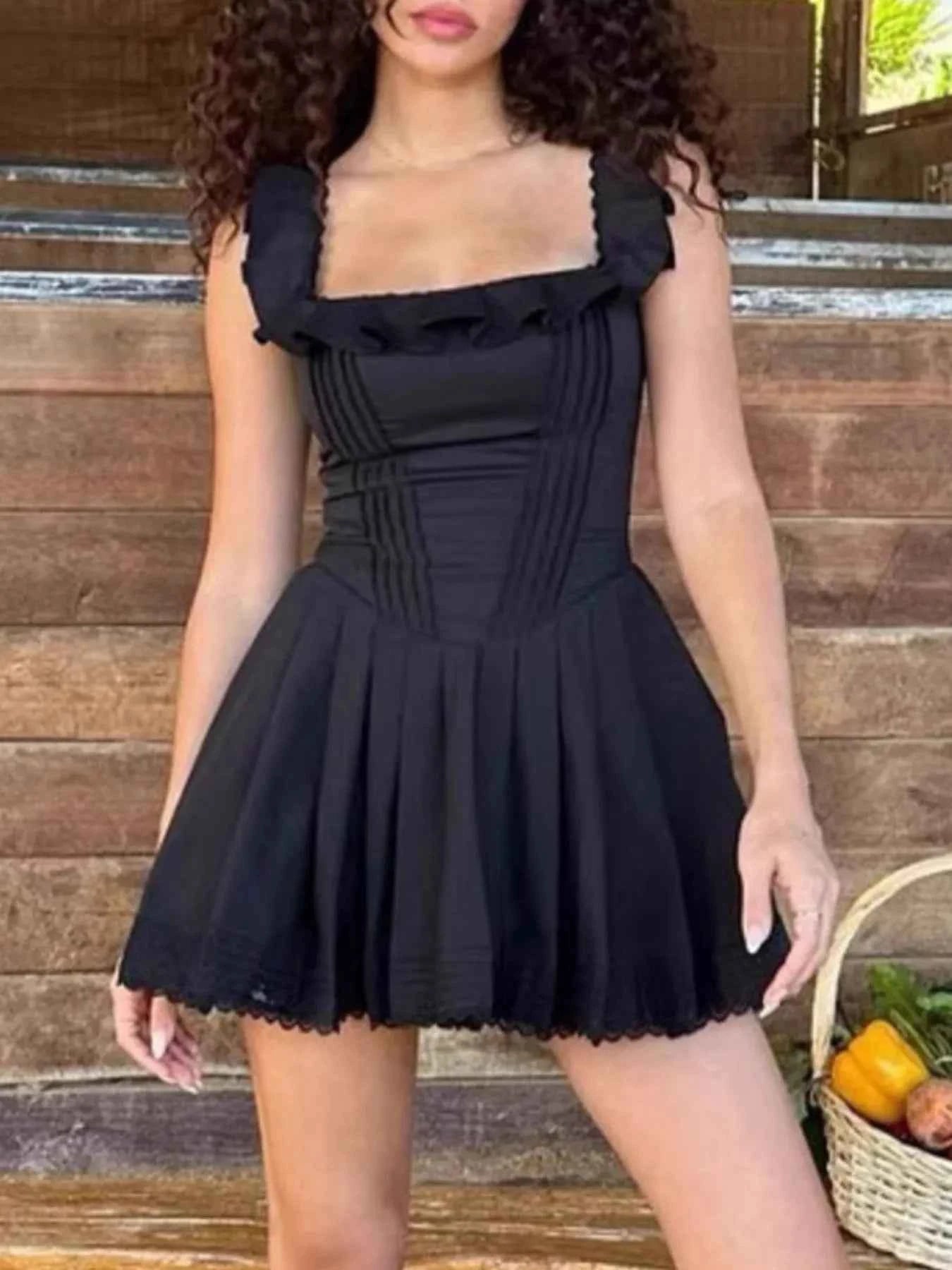 Square Neck Pleated Mini Dress 5aaebf31-147b-458e-91c9-3e4043b40ada-Max-Origin