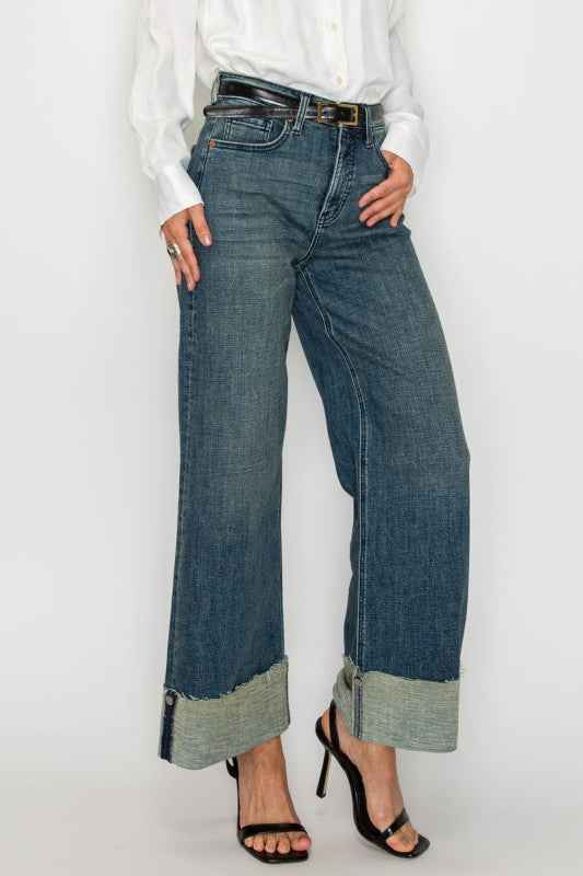TUMMY CONTROL HIGH RISE CUFFED WIDE LEG JEANS 5ab78bf8-6f09-4ee9-af14-f3772faf4c1f