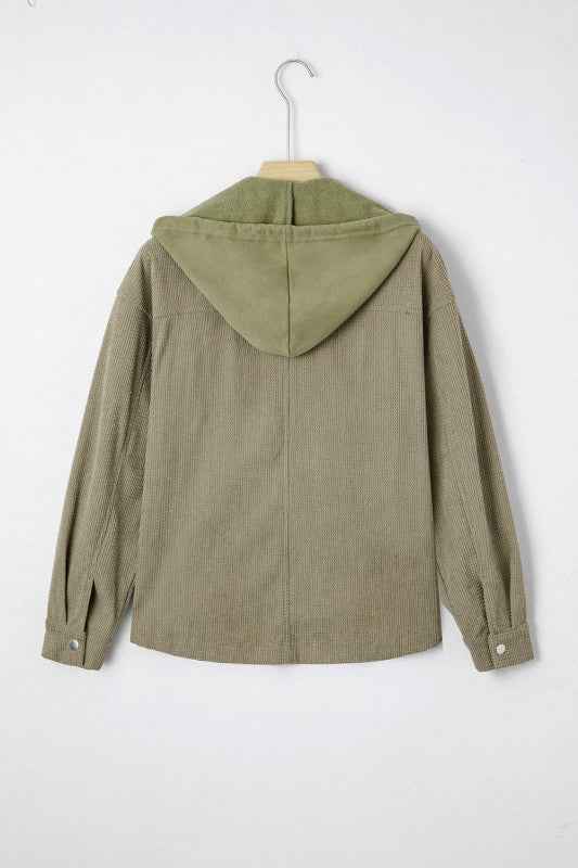 Textured Knit Pocketed Drawstring Hooded Jacket 5bb33f31-ffd1-4d0c-bf0d-6b6bb6f1593a