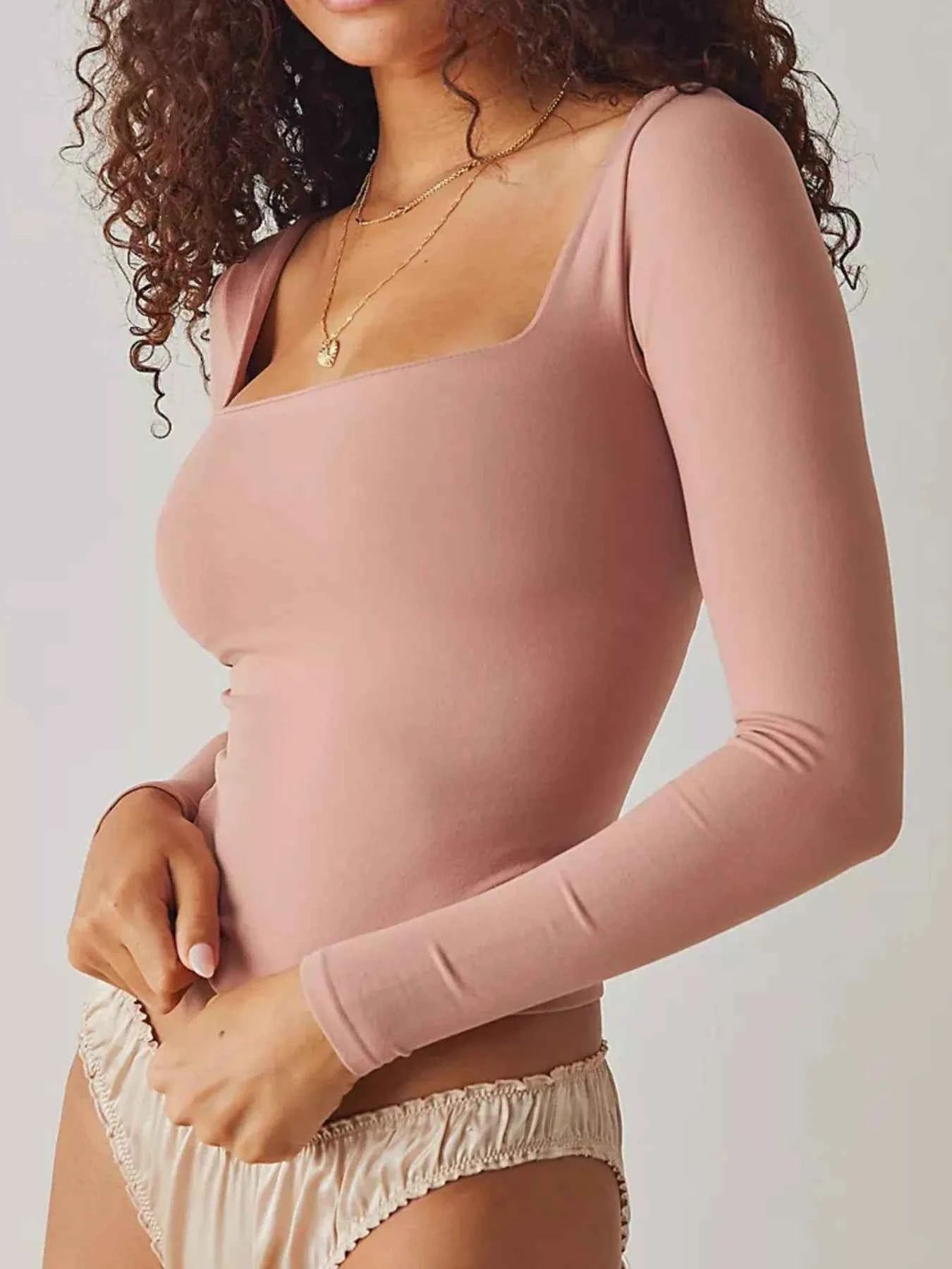 Square Neck Fitted Long Sleeve T-Shirt 5c562c5a-400a-4251-b65b-759c747c1be5-Max-Origin