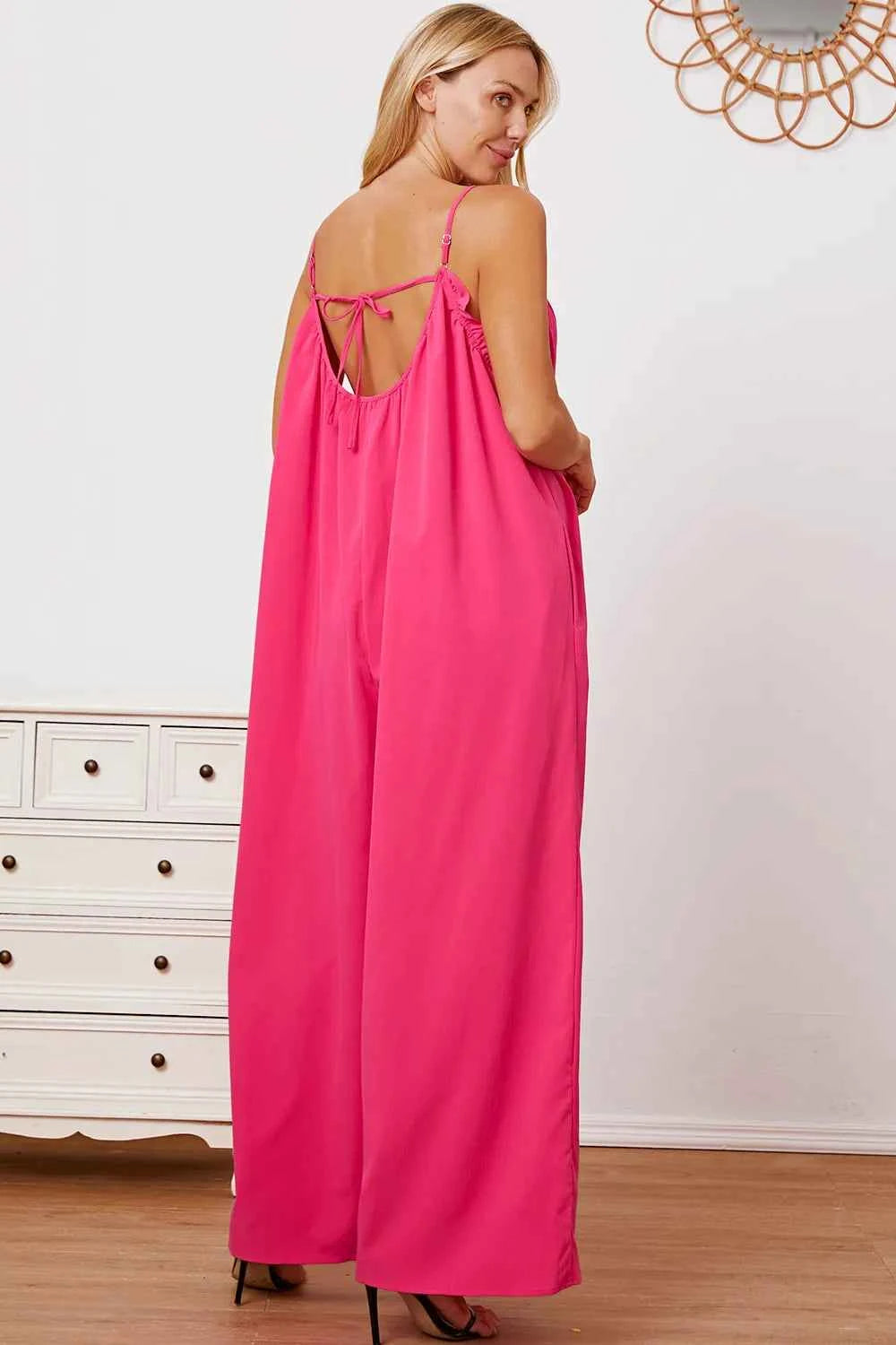 Double Take Full Size Ruffle Trim Tie Back Cami Jumpsuit with Pockets 5c9ca4b4-fd2c-4d3d-a53f-fc5dc1cd5cef-Max