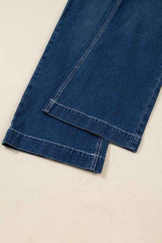 Denim Stitch High-Waist Cuff Jeans 5cc83540-fb9d-458e-9135-703780d2aa97