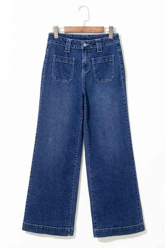 Denim Patch Pocket Wide Leg Jeans 5ce5fccc-736f-4062-be67-c1a47f5eb12b