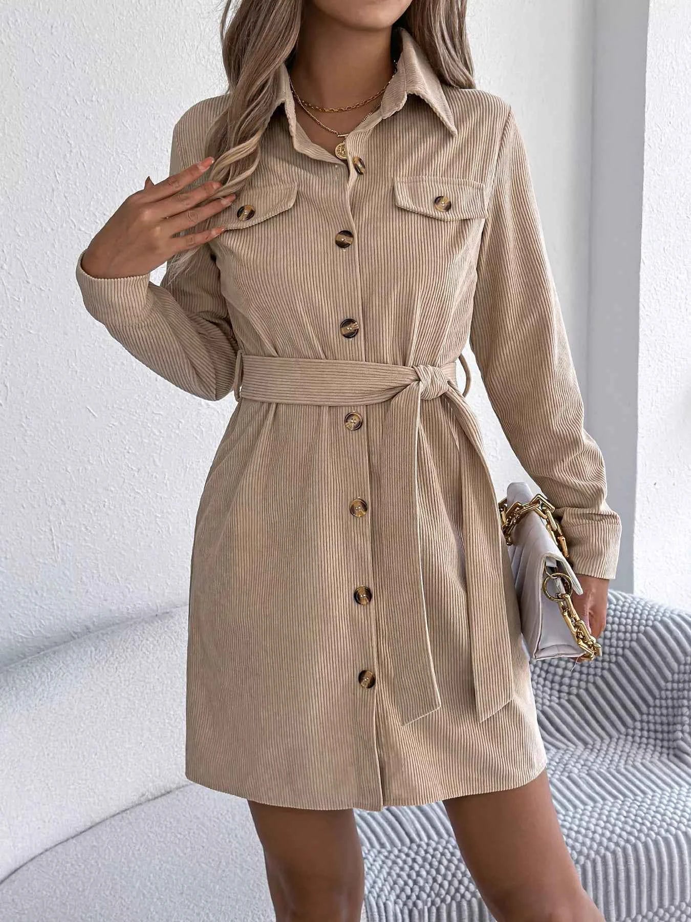 Button-Front Corduroy Shirt Dress 5d366c5ffc614d01803fdda3a28d697a-Max-Origin