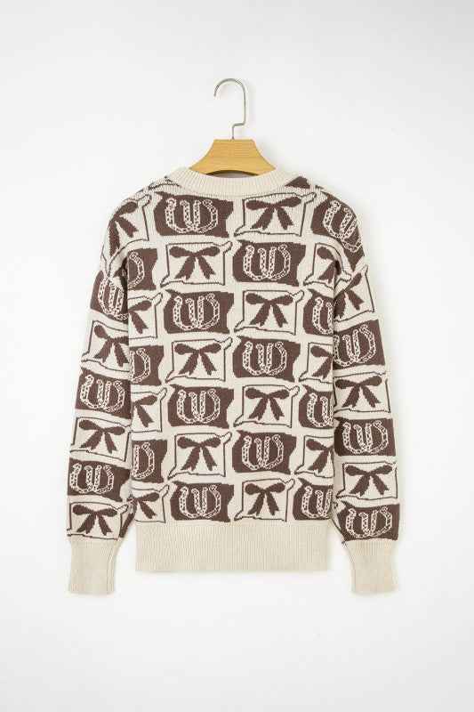 Western Bows & Horseshoes Long Sleeve Sweater 5d77b820-36ce-4293-b79a-e80e26ec48f6