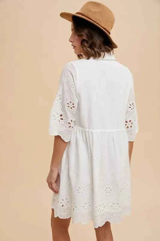 Annie Wear Embroidered Scallop Edge Detail Mini Shirt Dress 5e6d3d16762f4e20a71a46a8c0150c93-Max-Origin