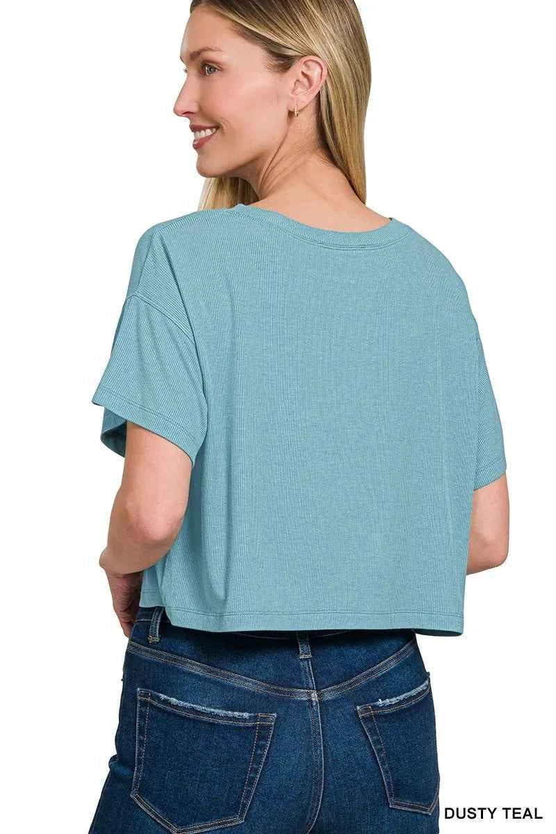 Zenana Ribbed Round-Neck Crop T-Shirt 5eb392e6a2da4bd5b62a83dbd6916ed9-Max-Origin
