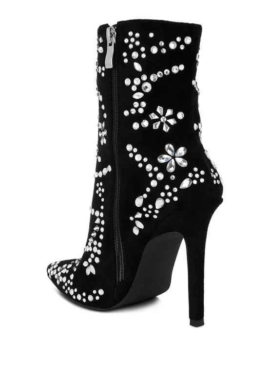 Dunari Diamante Embellished Microfiber Boots 5f94593f-1e6a-4c22-983f-74fc198c4007
