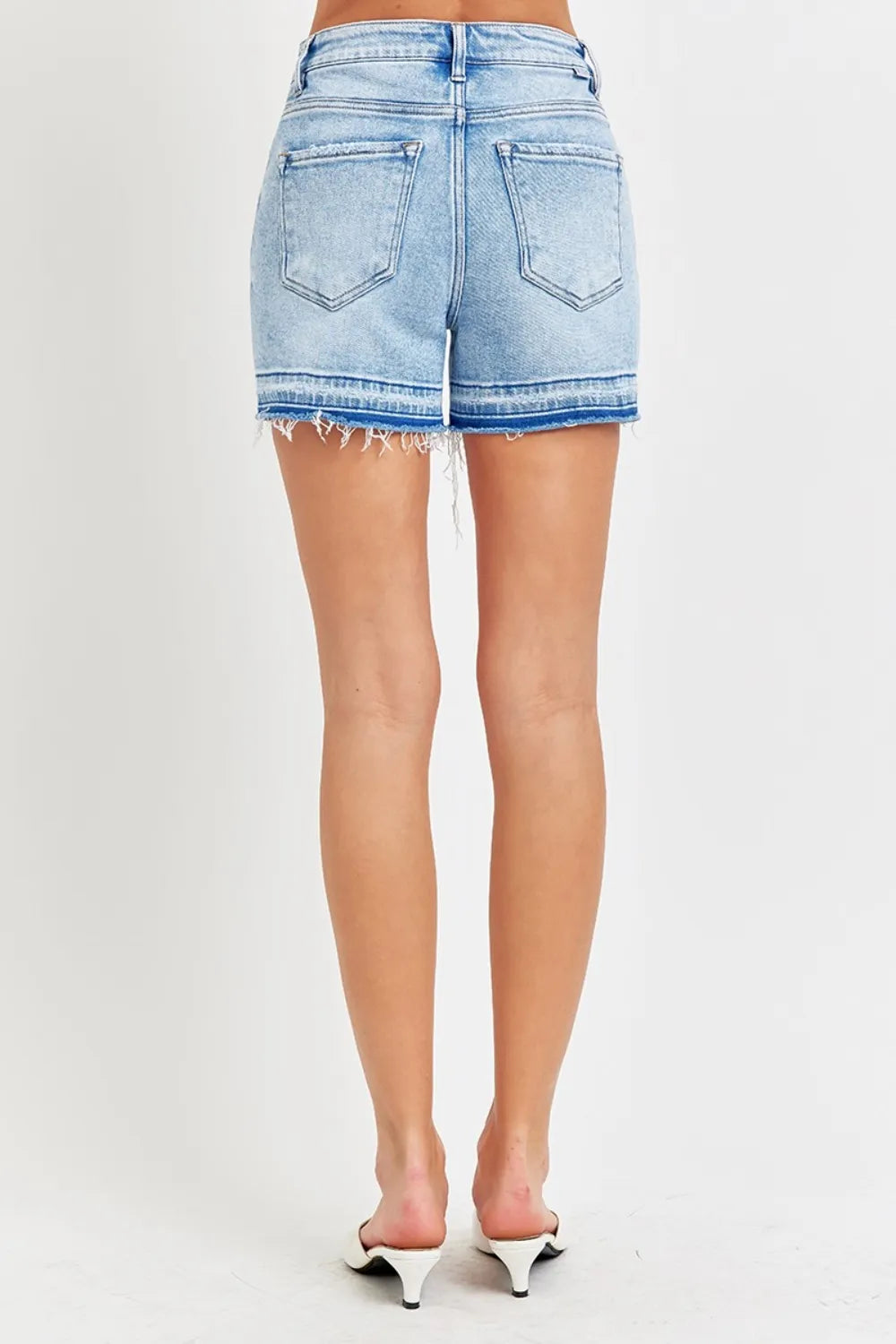 RISEN High Rise Distressed Hem Denim Shorts 5fea8520-ec79-438e-ae09-cf717745f90a-Max