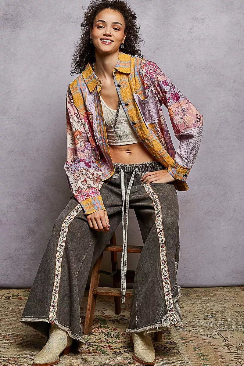 POL Printed Button Down Long Sleeve Exposed Seam Shirt 600997f5-3563-4974-b681-ed303d927fd0-Max-Origin