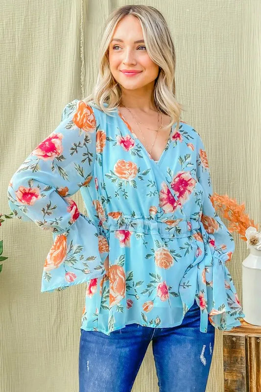And The Why Floral Print Draw String Bell Sleeve Top 60a606ad4fb646e598db27b2eea0538d-Max-Origin