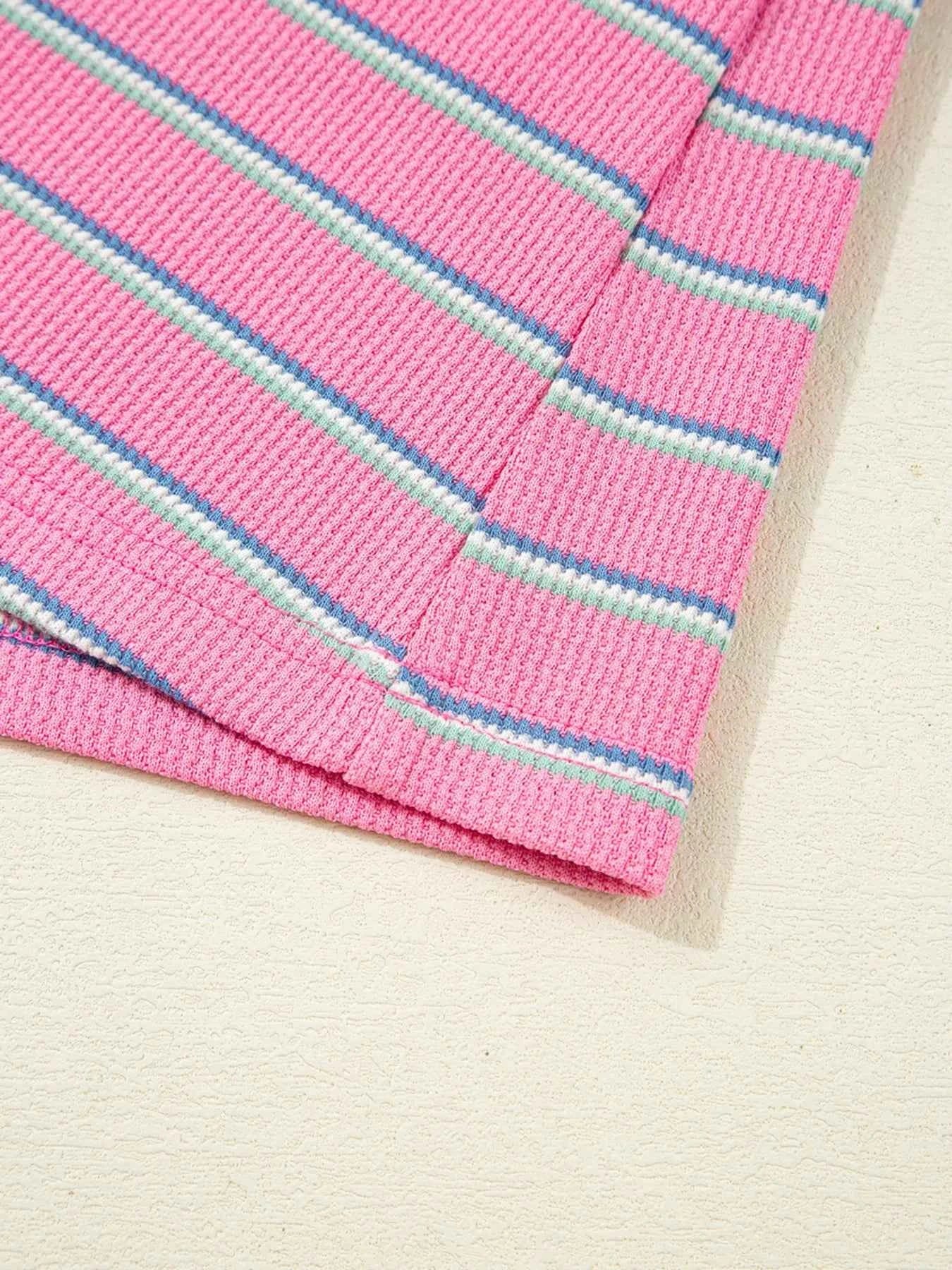 Stripe Textured Knit Round Neck Long Sleeve Top 6122c0bc71654d828ed3467a8c700894-Max-Origin