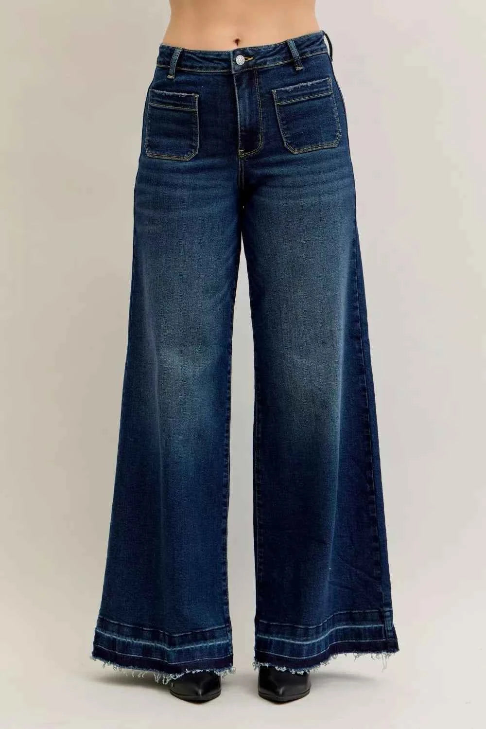 Judy Blue High Waist Palazzo Jeans with Front Patch Pockets DK 6140d77047444982b26c28036909e442-Max-Origin