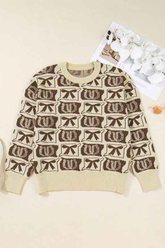 Plus Size Western Bows & Horseshoes Sweater 6211f474-f494-436a-8882-f2bec0a4ebd2