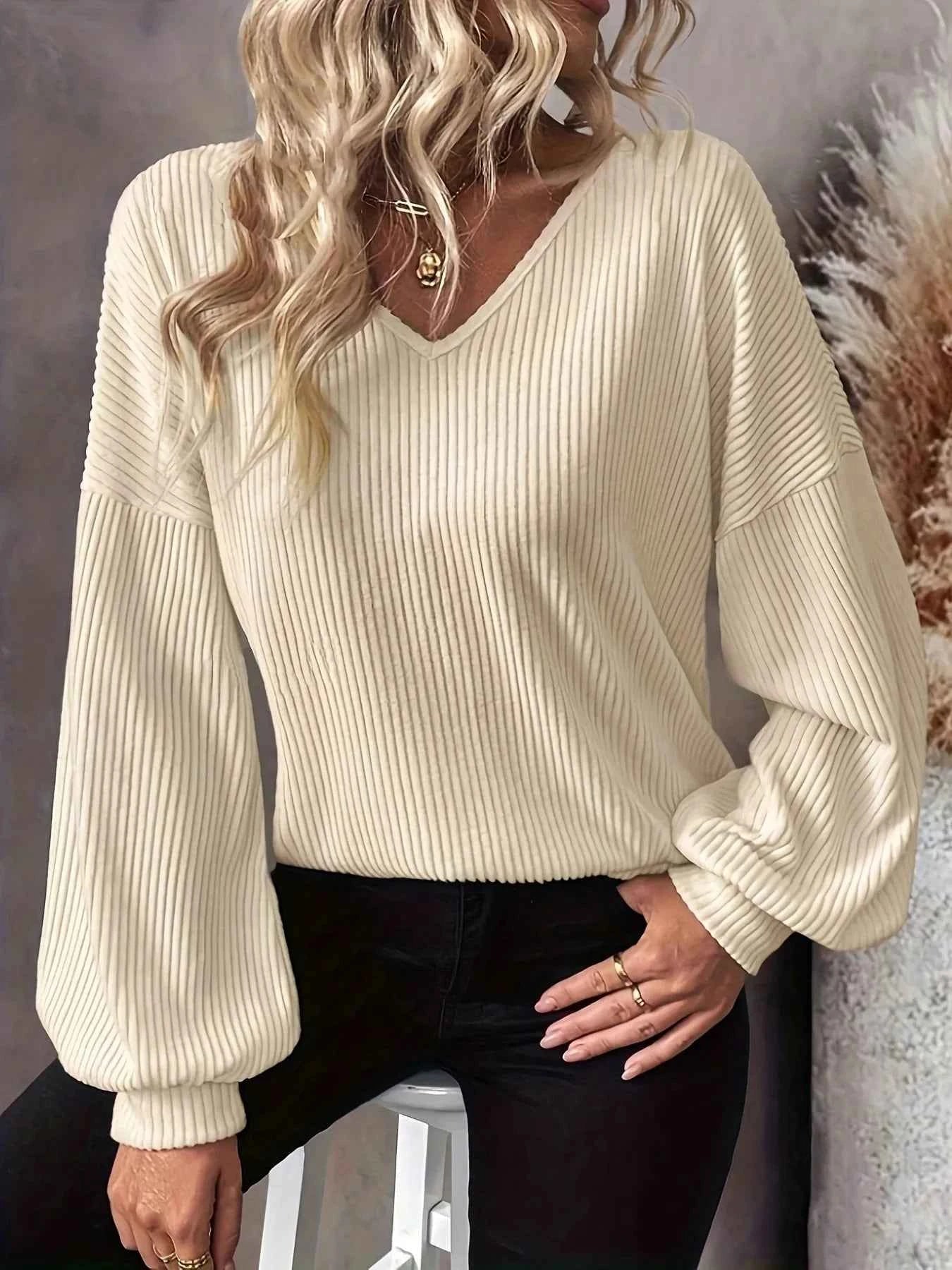 Ribbed Knit Back Bow Tie Blouse 62bdcb2fc74342d38abac496f88bb742-Max-Origin