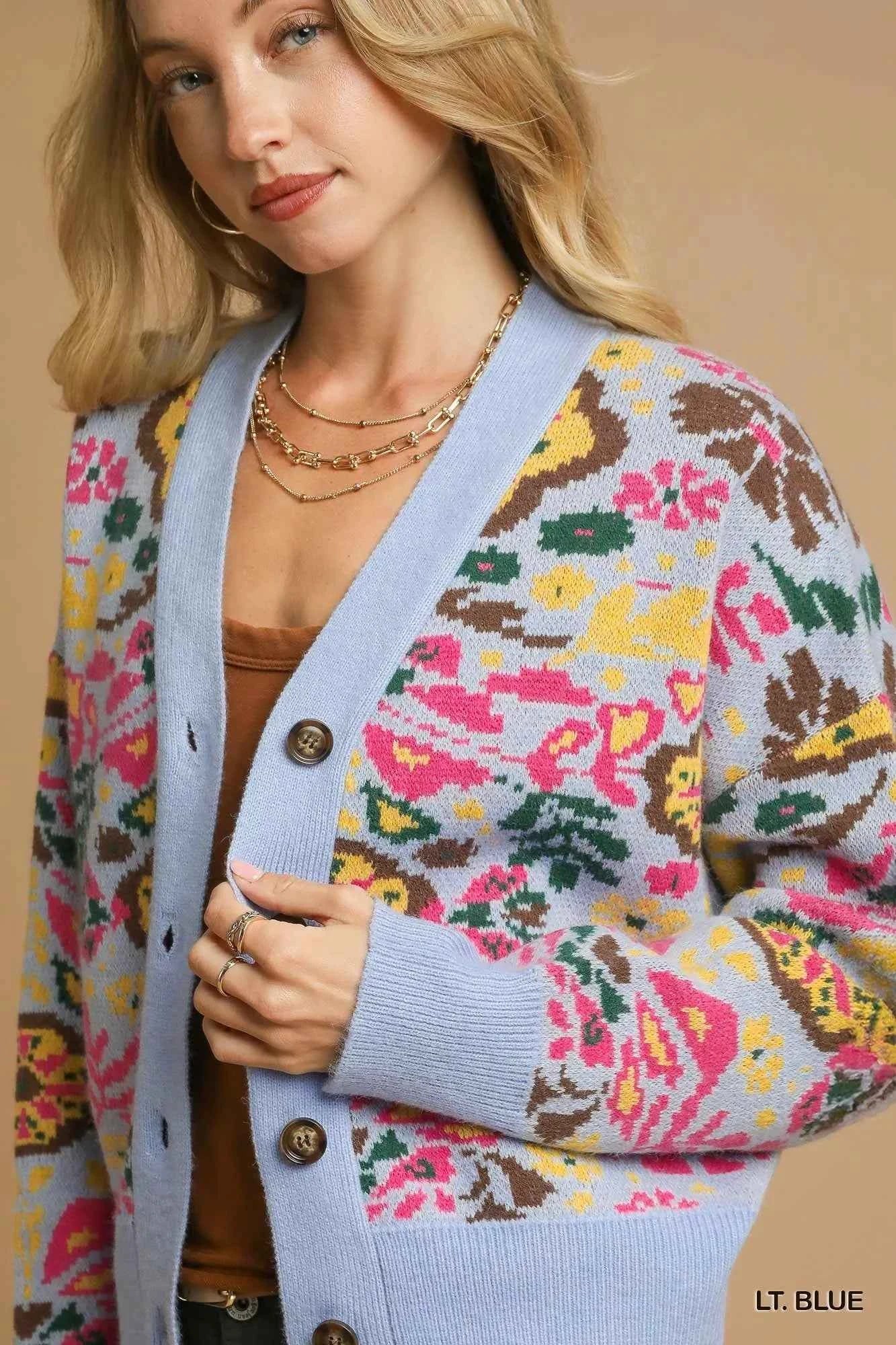 Umgee Floral Knit Button-Up Cardigan 632c503c-d6a2-4a3b-9147-352e3f482a53-Max-Origin