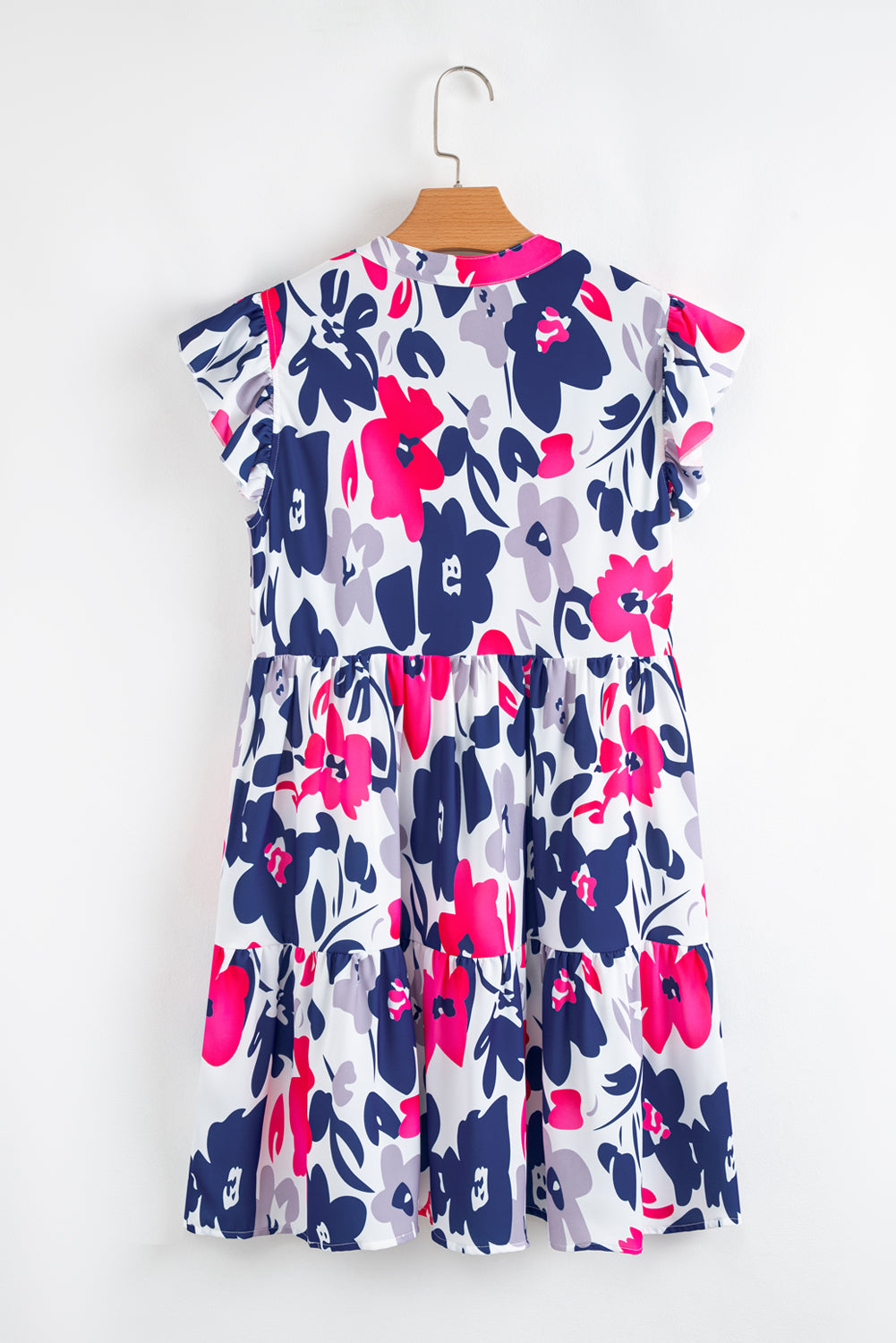 Orange Floral Print Notched Neck Flutter Sleeve Mini Dress 641ba18b2b14e564