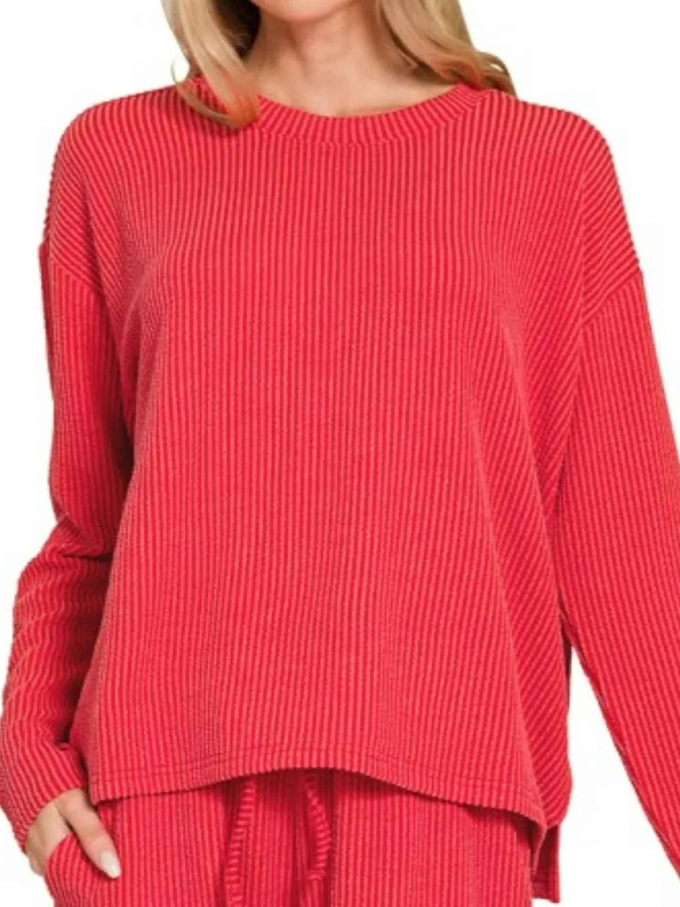 Zenana Corded Rib Long Sleeve Tee and Shorts Set 64a33f3c-df95-4a40-bc4a-fb145ed76b7b-Max-Origin