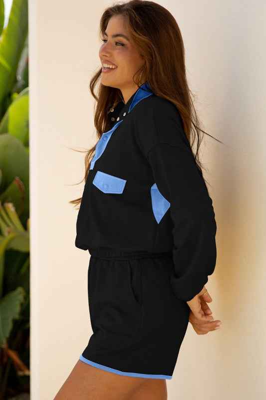 Colorblock Patchwork Pullover and Shorts Set 6519a2e5-4a36-46c8-9391-ea807a70211b