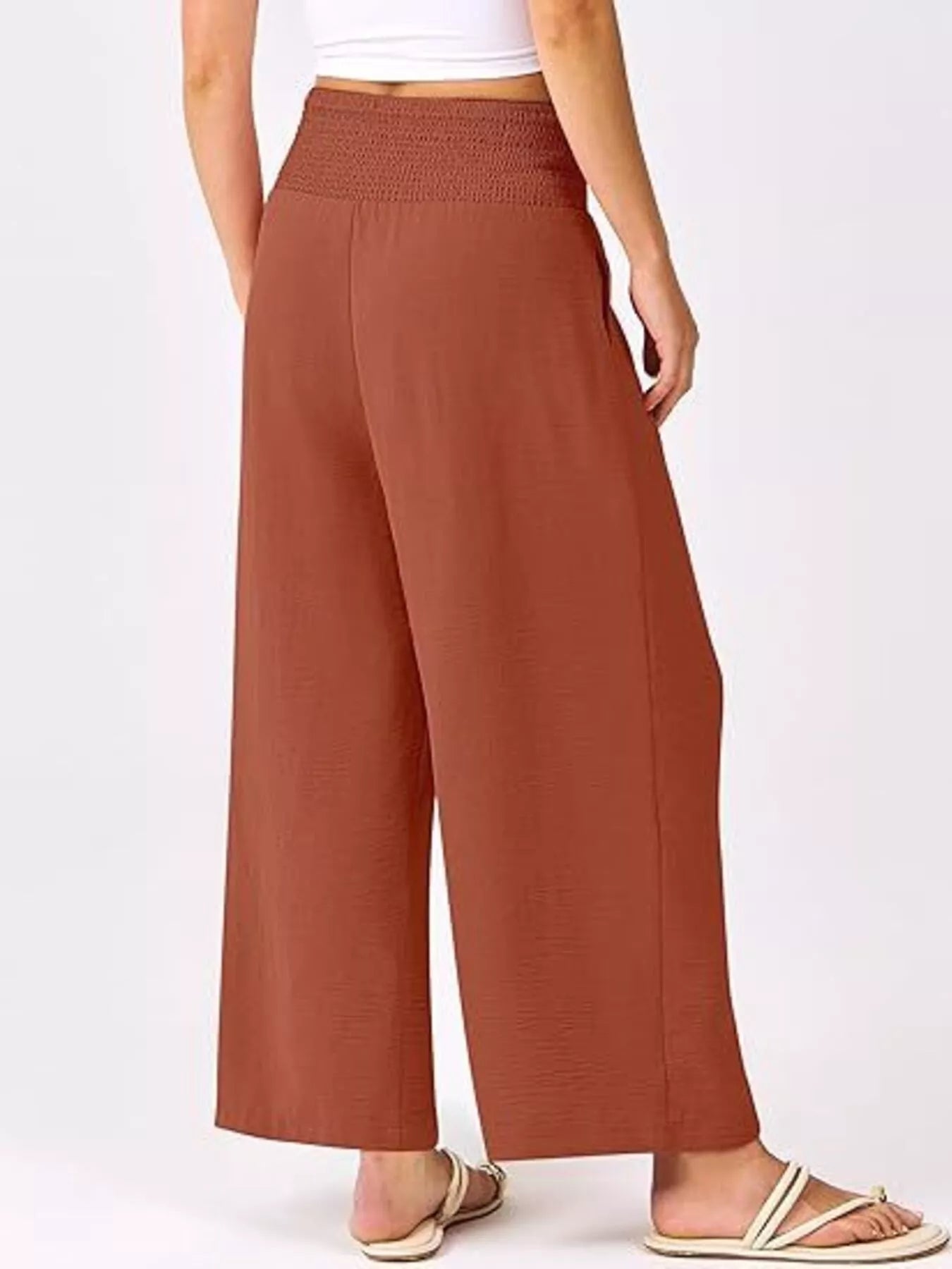 Wide Leg Smocked High Waist Pants 652b939882ae423eb499479cef95300b-Max-Origin