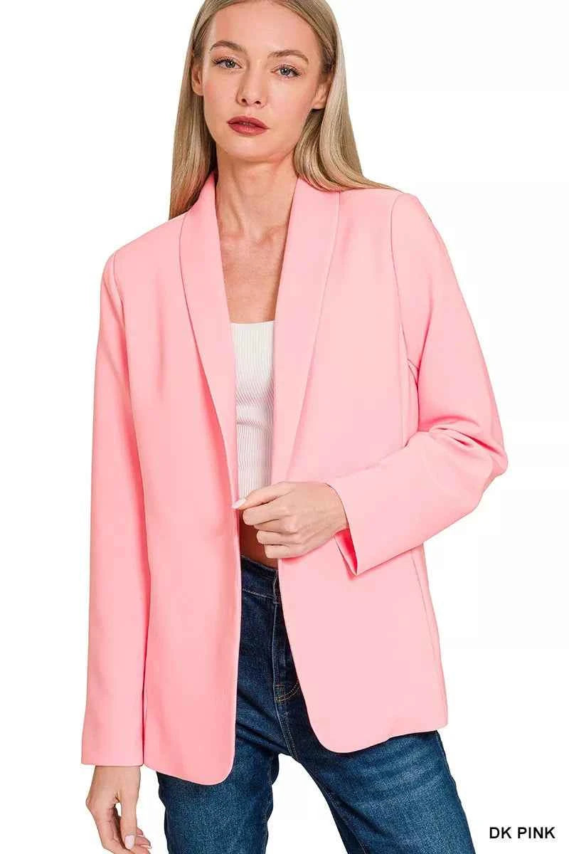 Zenana Woven Long Sleeve Blazer With Lining DK PINK 65cddcd6b9334cf0967897632d0f5829-Max-Origin