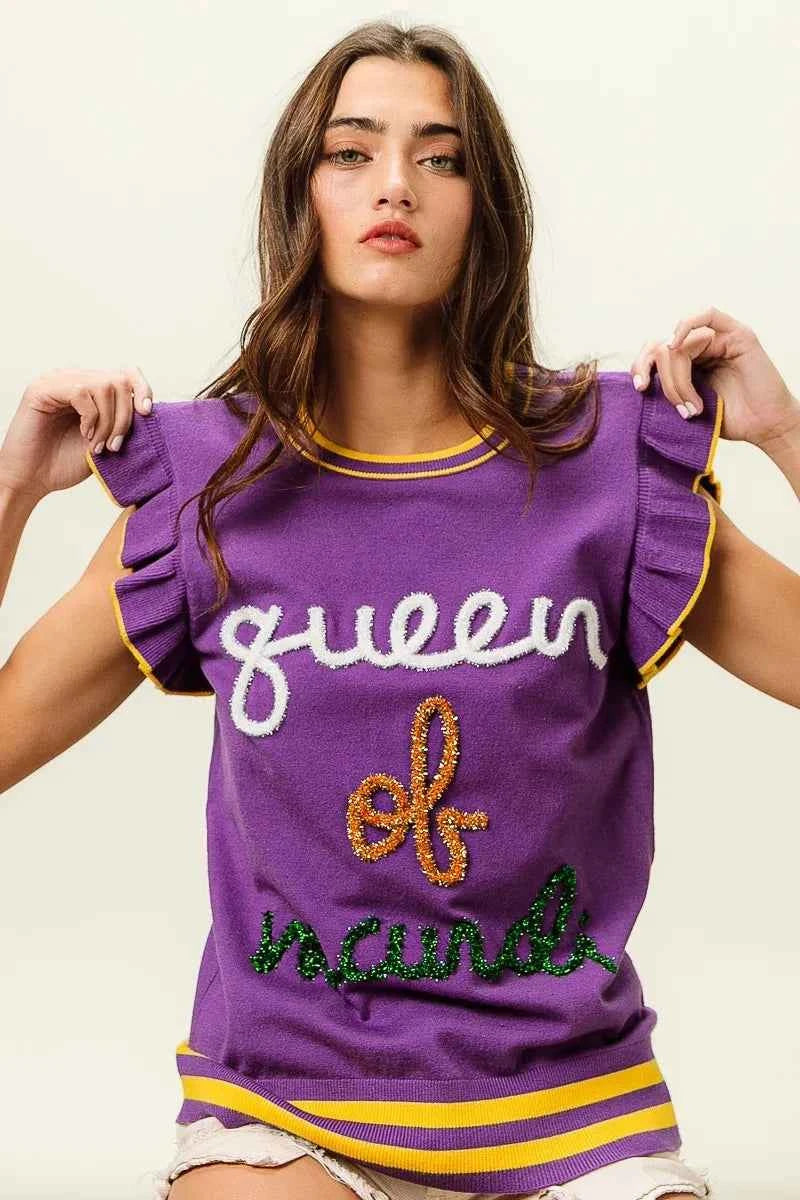 BiBi Queen Of Mardi Ruffled Armhole Sleeveless Knit Top 663620f276db4940acc073963c41dcd7-Max-Origin