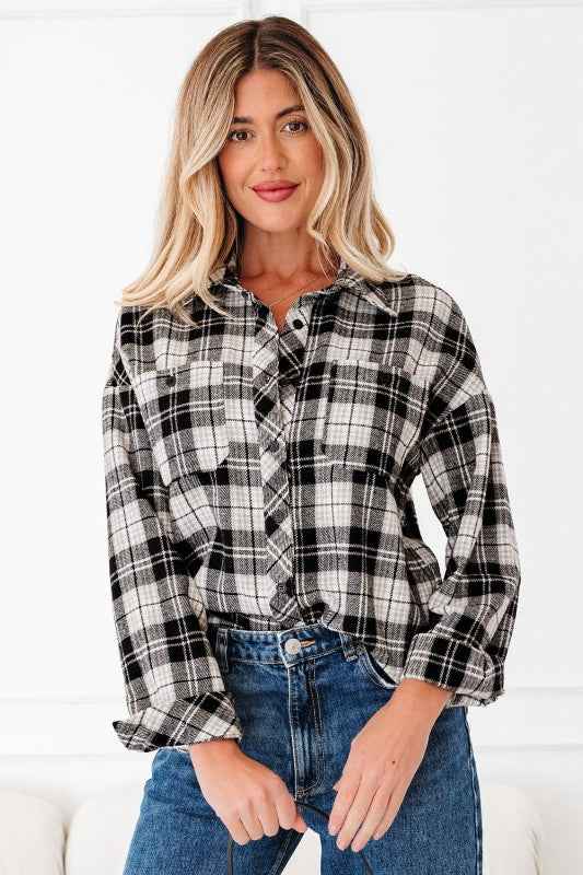 Plaid Chest Pocket Long Sleeve Buttoned Shirt 6759ac1d-3a13-4972-b718-9b7ad647c603