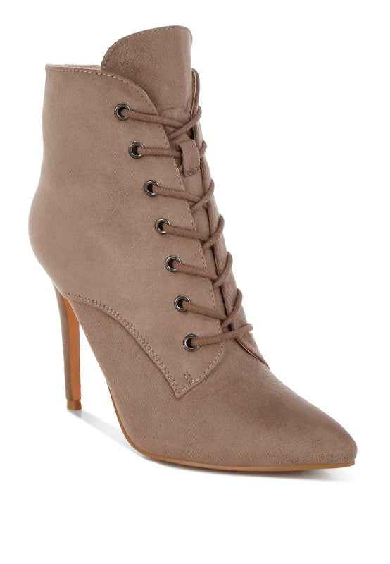 Nesta Stiletto Heel Lace Up Boots Taupe 67eb091b-6ce7-41d9-a630-ee3fea6f7945