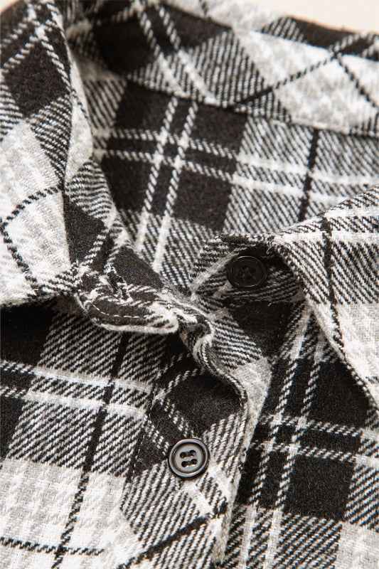 Plaid Chest Pocket Long Sleeve Buttoned Shirt 6877f5b9-df76-404d-9d4c-b096e694dbb2