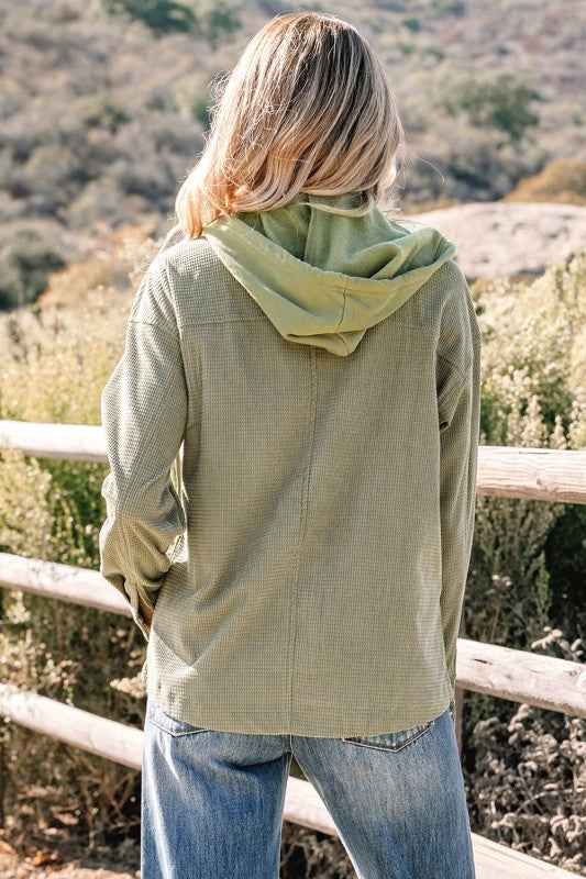 Textured Knit Pocketed Drawstring Hooded Jacket 68da1e05-c721-4b1d-83d0-74f9ab0df34a