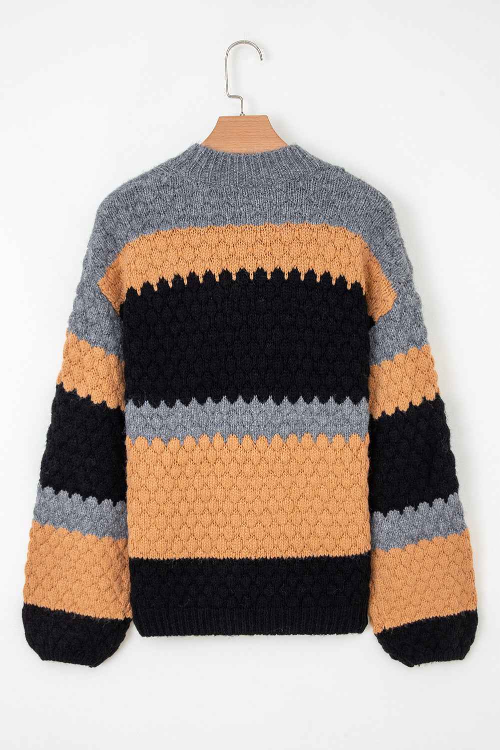 Khaki Colorblock High Neck Baggy Sweater 69374ba2d5dc2ffe