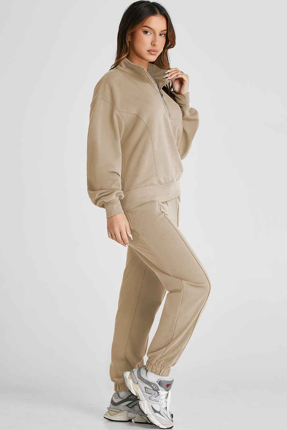 Parchment Half Zip up Pullover Active Top and Joggers Set 6959dce5191d7bc8
