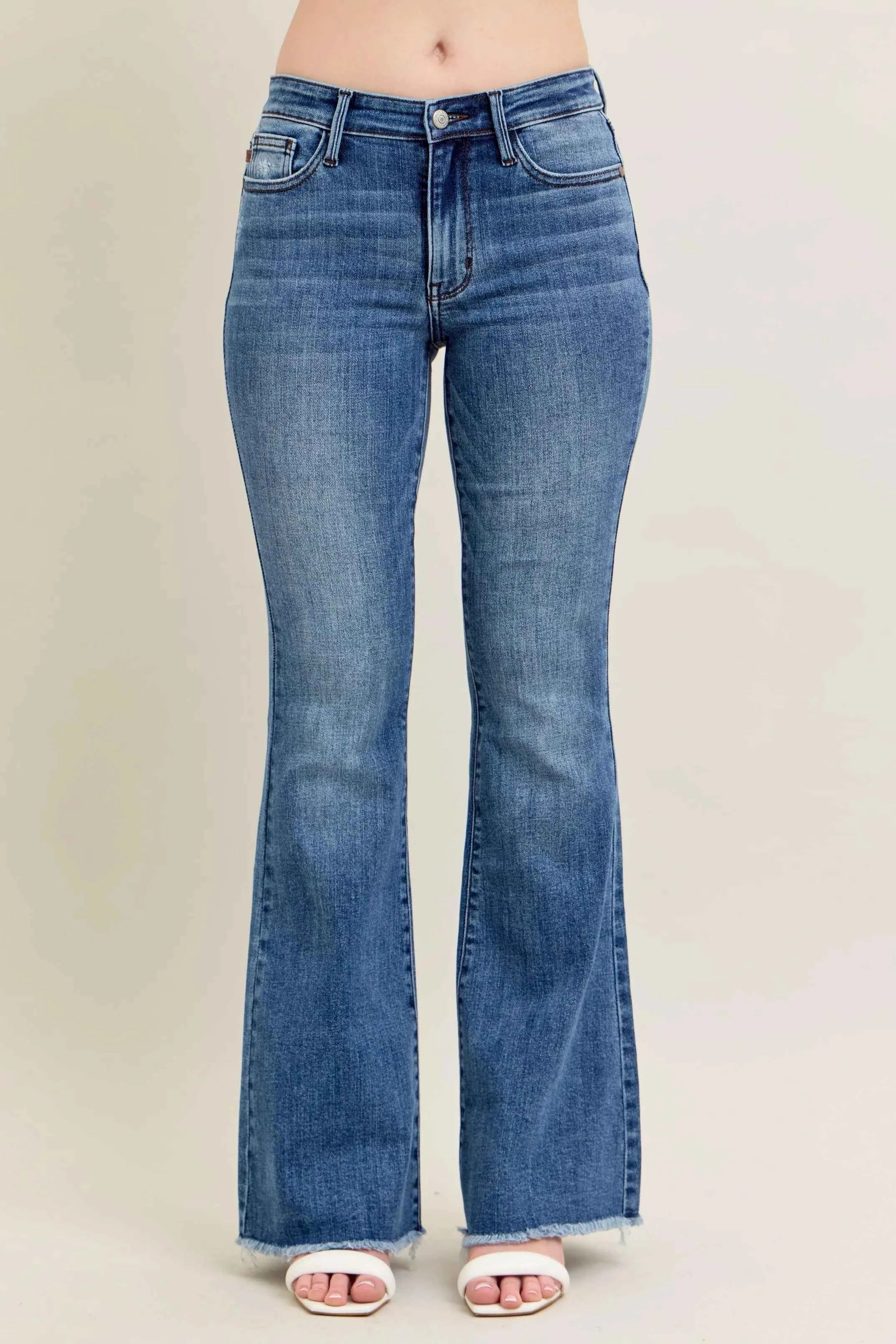 Judy Blue Full Size Mr Vintage Wash Flare Jeans W/ Destroy and Fray Hem Plus Size 6995a83440ef417a8c0b0967bf451bf1-Max-Origin