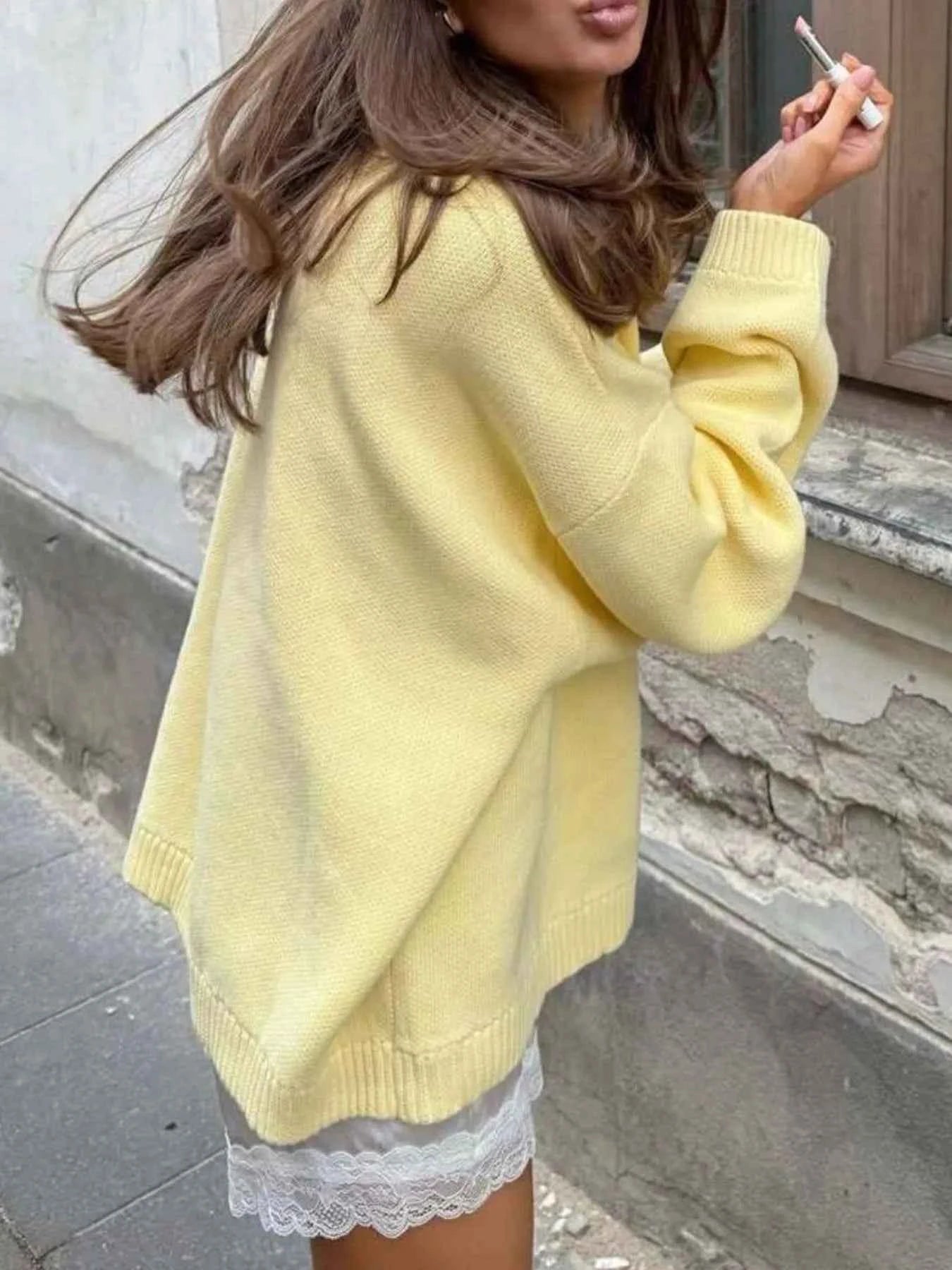 Letter Ribbed Hem Long Sleeve Sweater 699eafc6-2a72-4a4b-815c-406bc611d6dd-Max-Origin