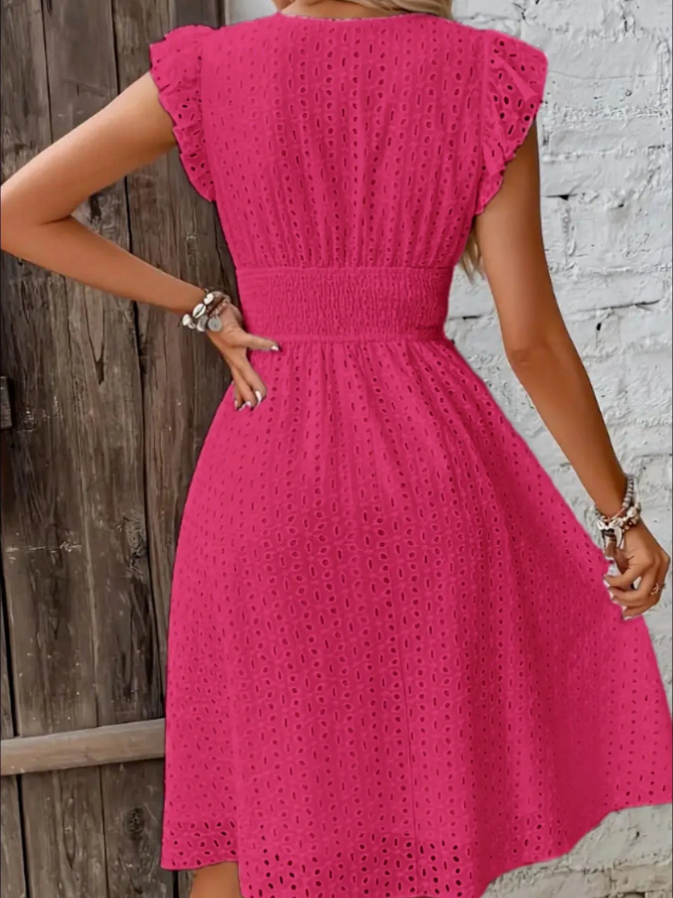 Eyelet Ruffled Cap Sleeve Mini Dress 69fb571f-1c51-4626-9c81-2aee8477b366-Max-Origin