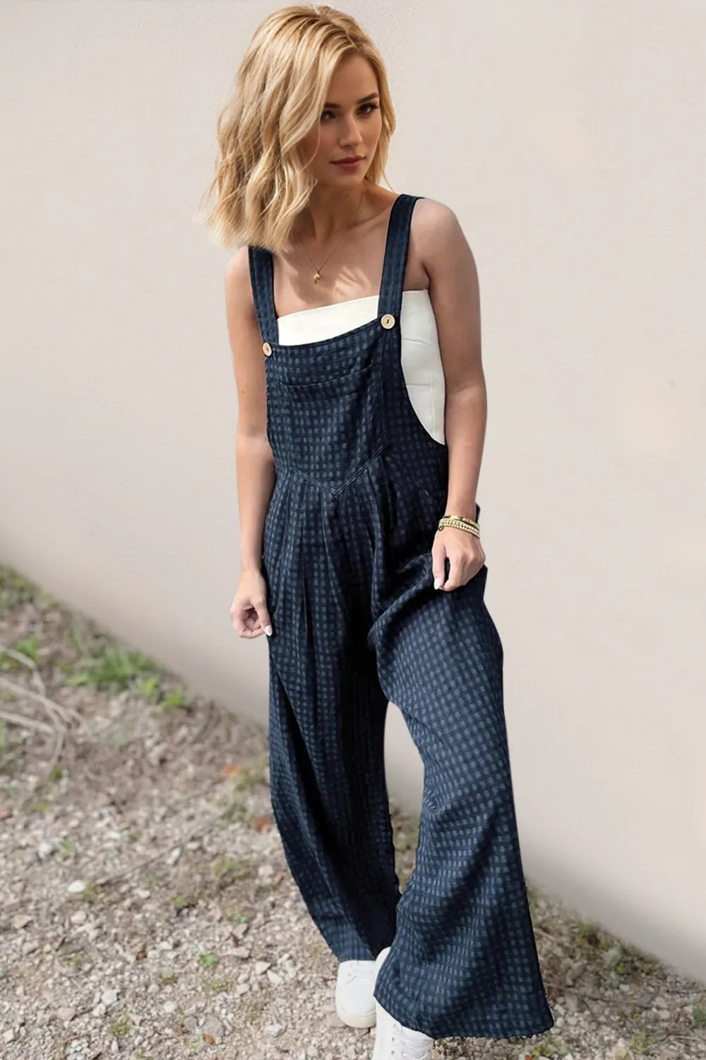Oh Full Size Plaid Wide Leg Overalls with Pockets Peacock Blue 6a1c8aff-be18-4802-be8d-1b1fd6d29467-Max